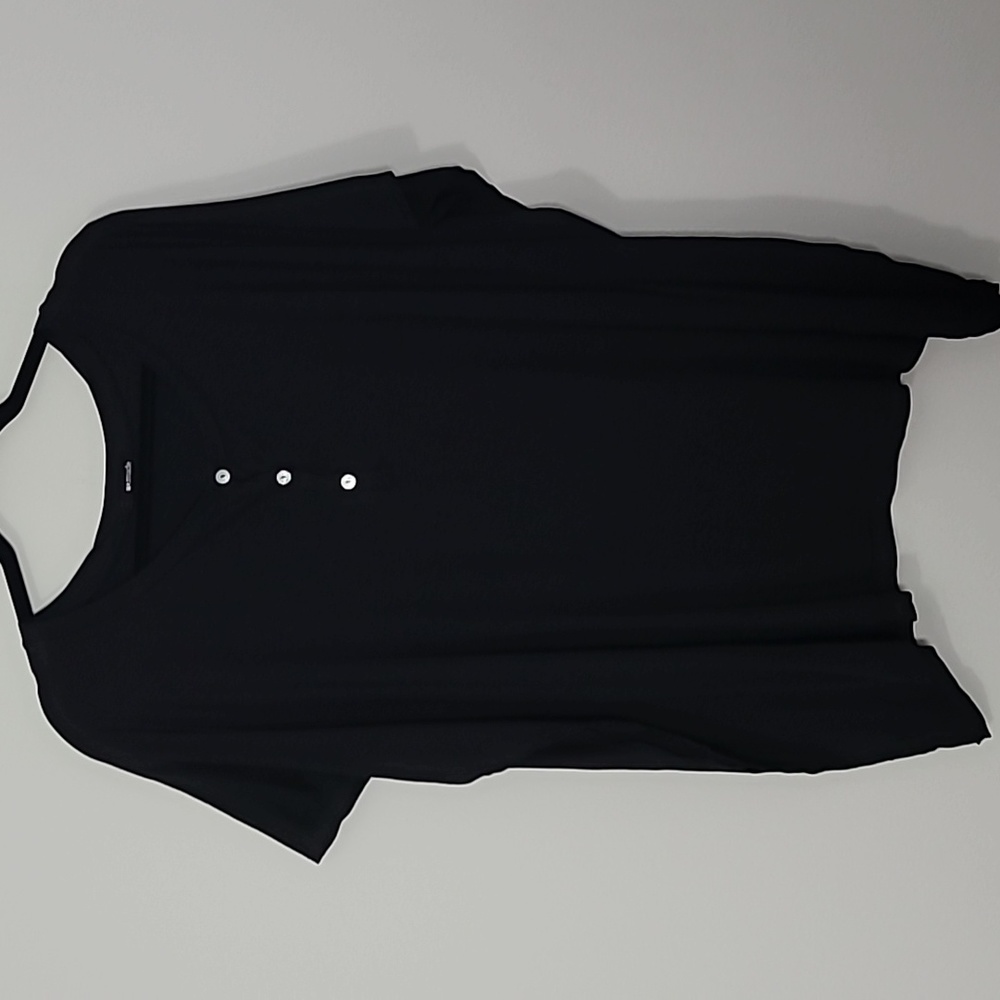 LA made black cotton poncho style top Sz L